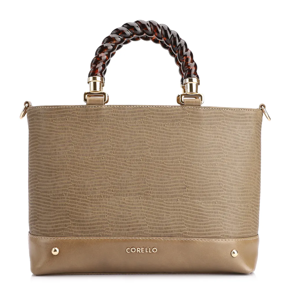 Bolsa Tote Couro Lezard Verde/Couro Verde
