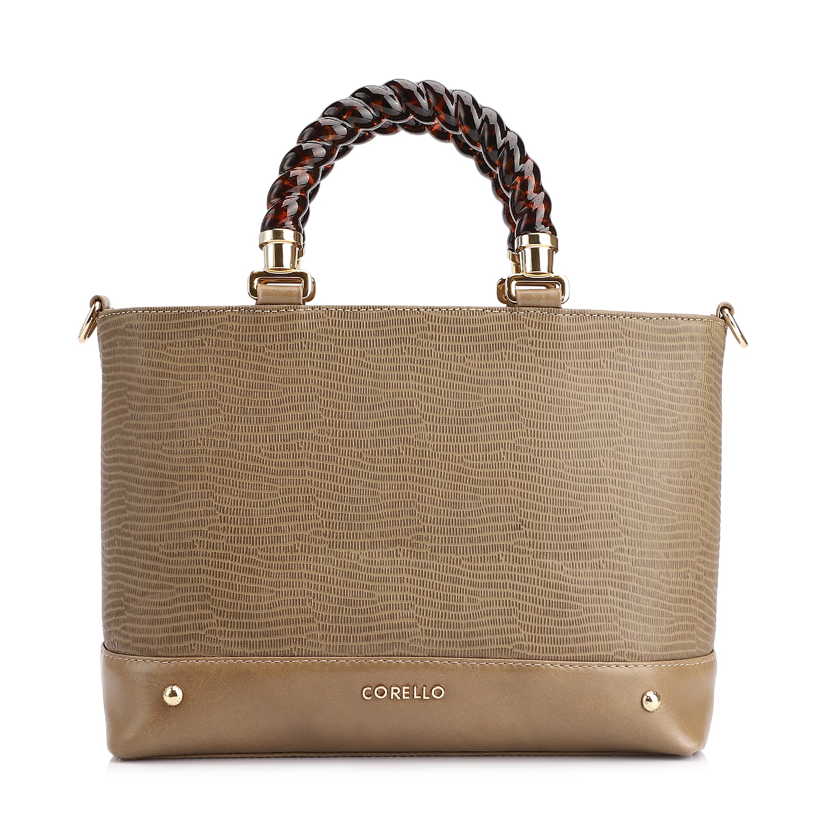 Bolsa Tote Couro Lezard Verde/Couro Verde