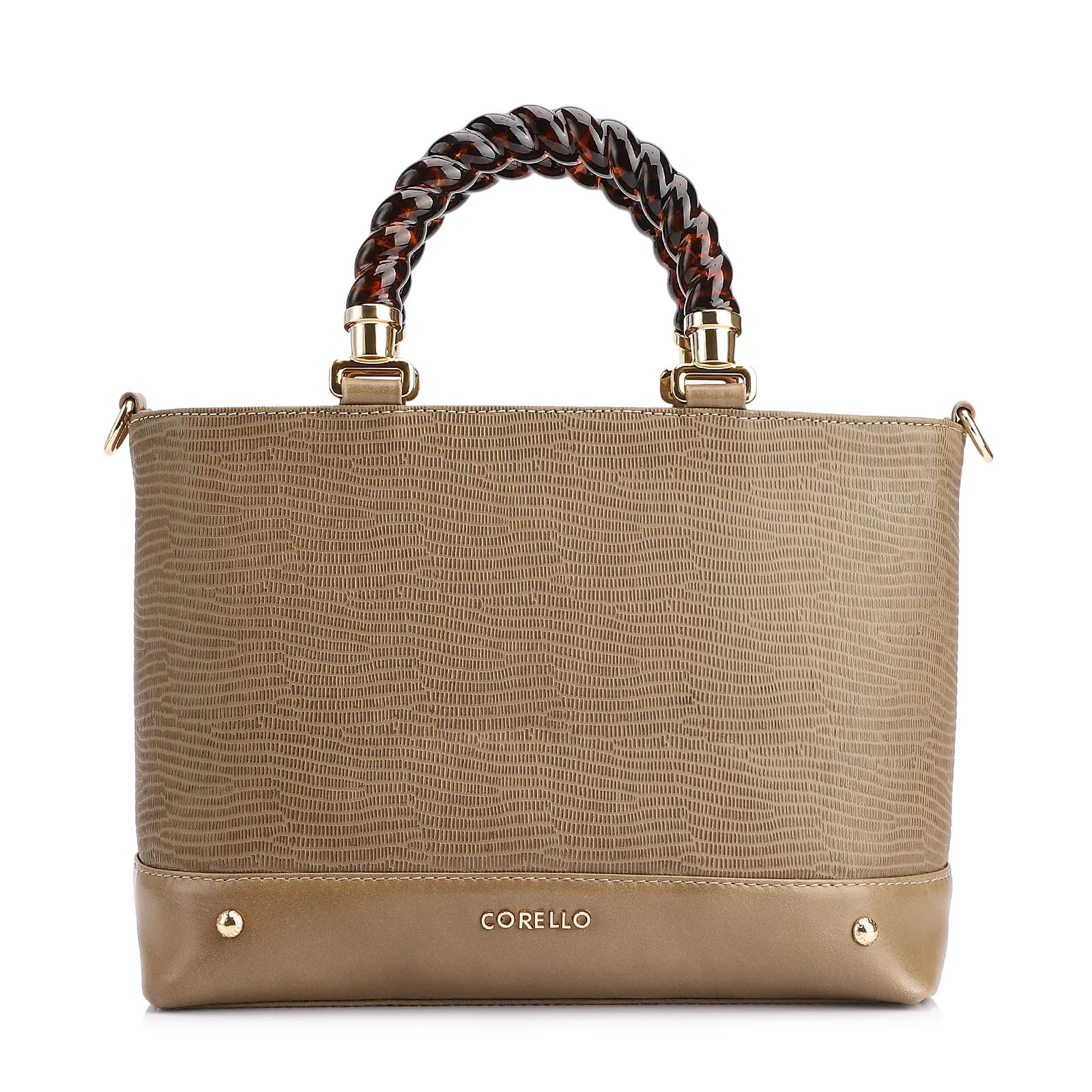 Bolsa Tote Couro Lezard Verde/Couro Verde