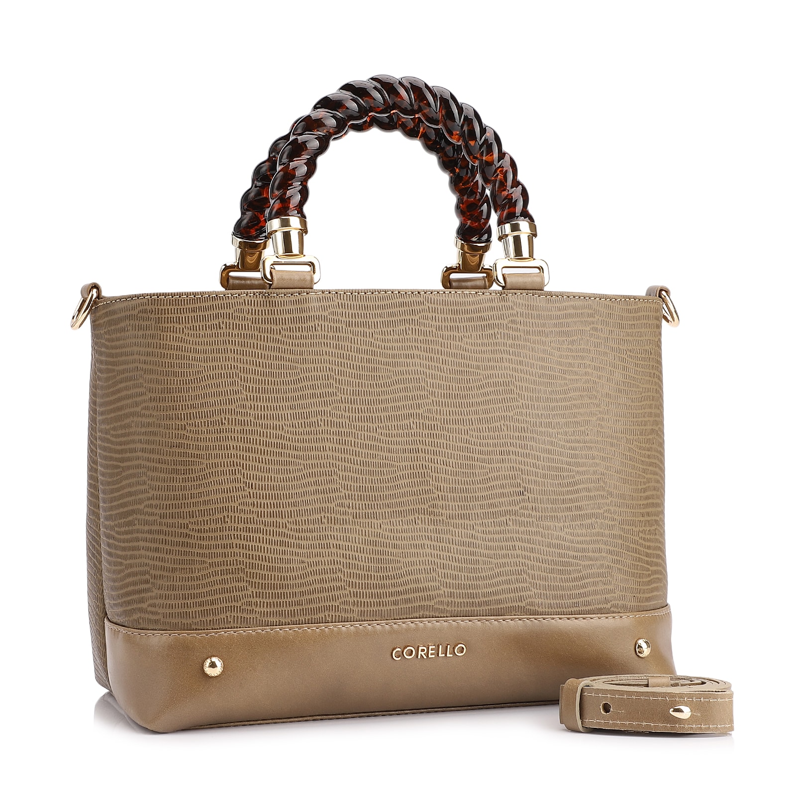 Bolsa Tote Couro Lezard Verde/Couro Verde
