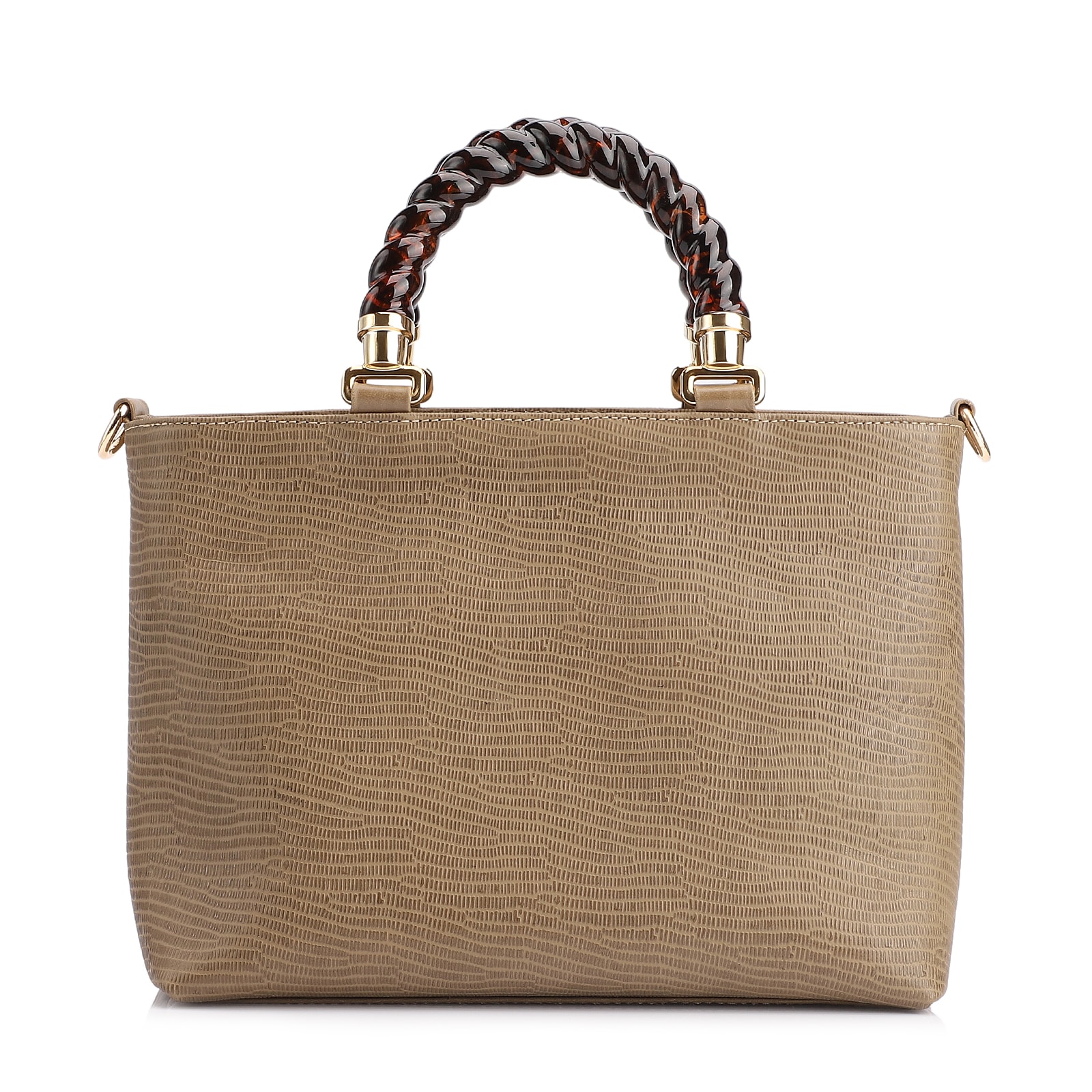 Bolsa Tote Couro Lezard Verde/Couro Verde