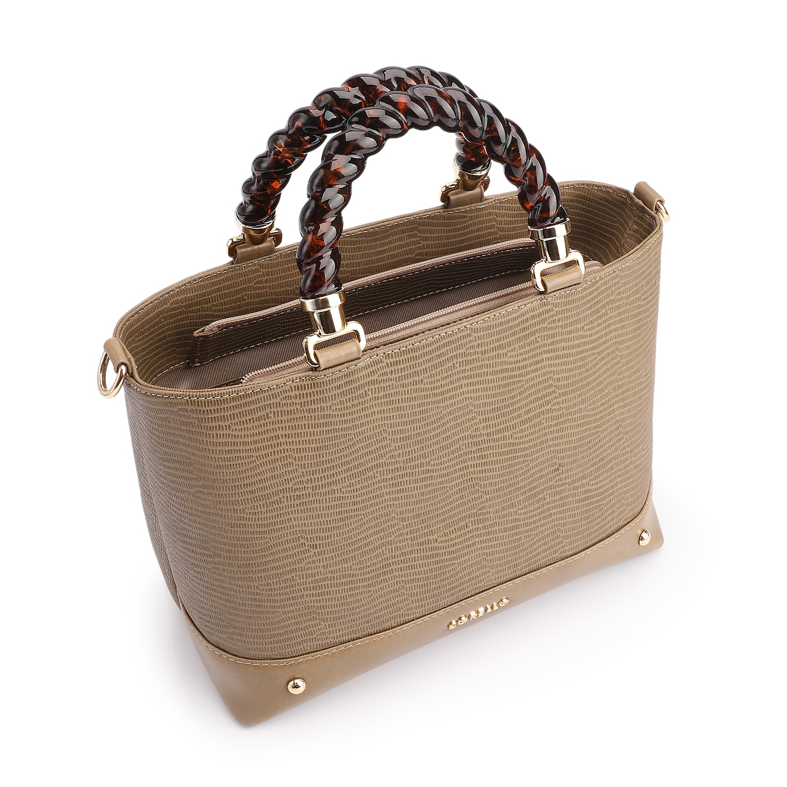 Bolsa Tote Couro Lezard Verde/Couro Verde