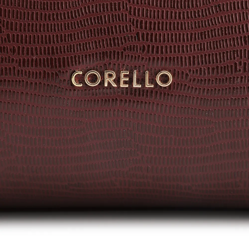 Bolsa Tote Couro Lezard Vinho/Couro Vinho Bolso Lateral - imagem 6