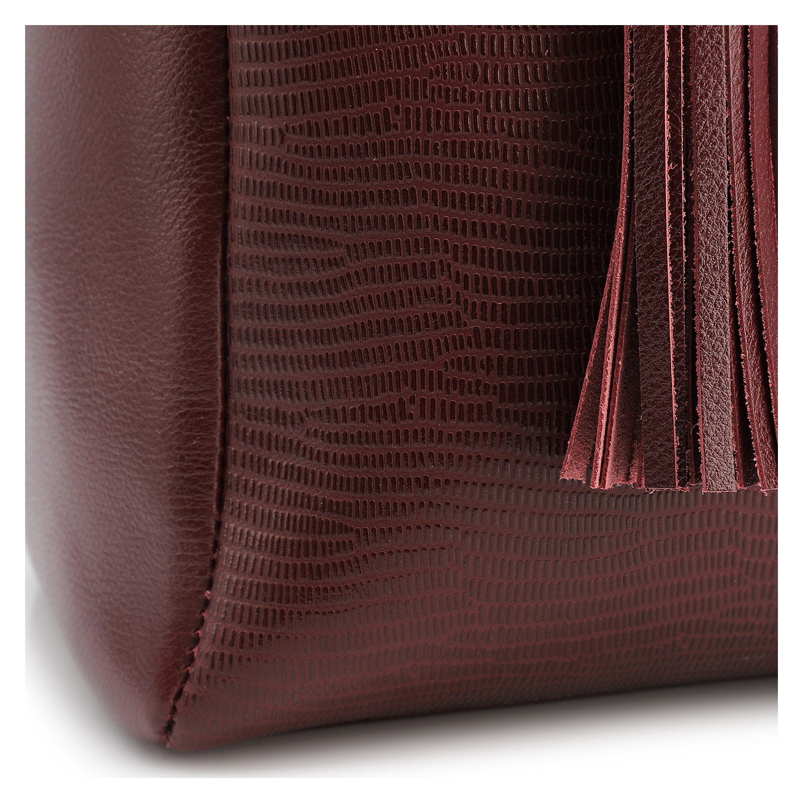 Bolsa Tote Couro Lezard Vinho/Couro Vinho Bolso Lateral