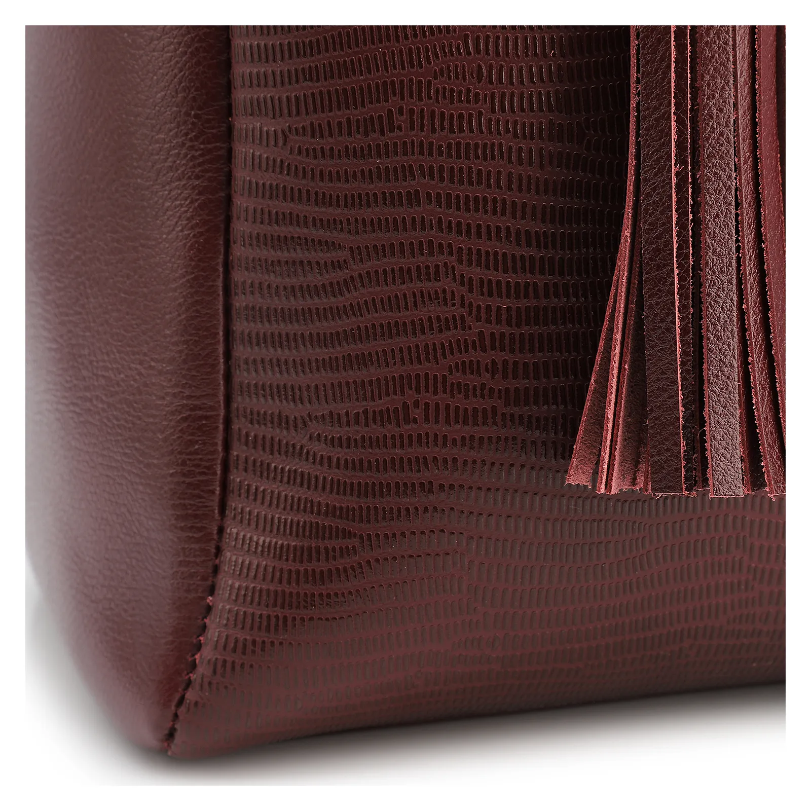 Bolsa Tote Couro Lezard Vinho/Couro Vinho Bolso Lateral