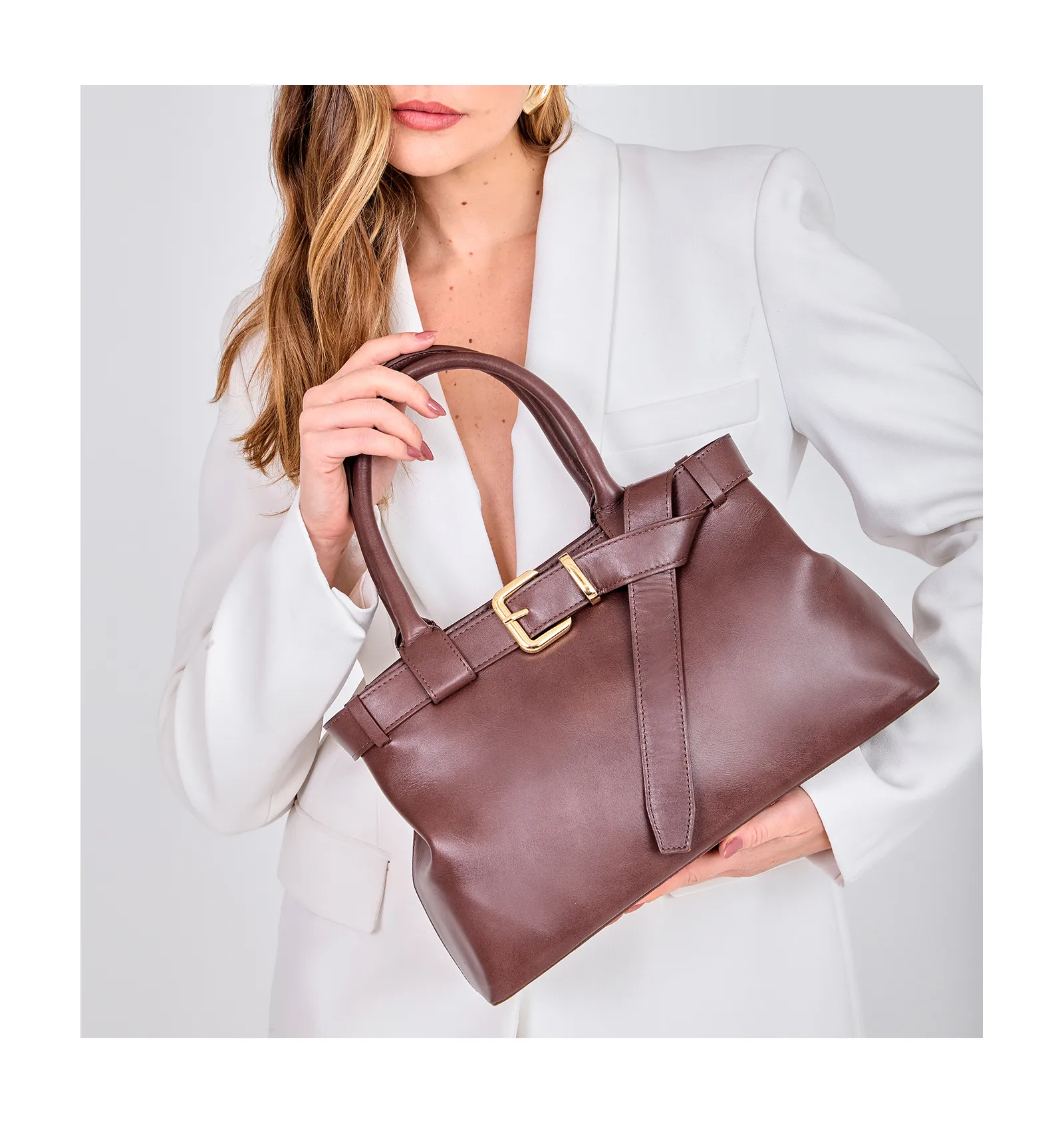 Bolsa Tote Couro Marrom