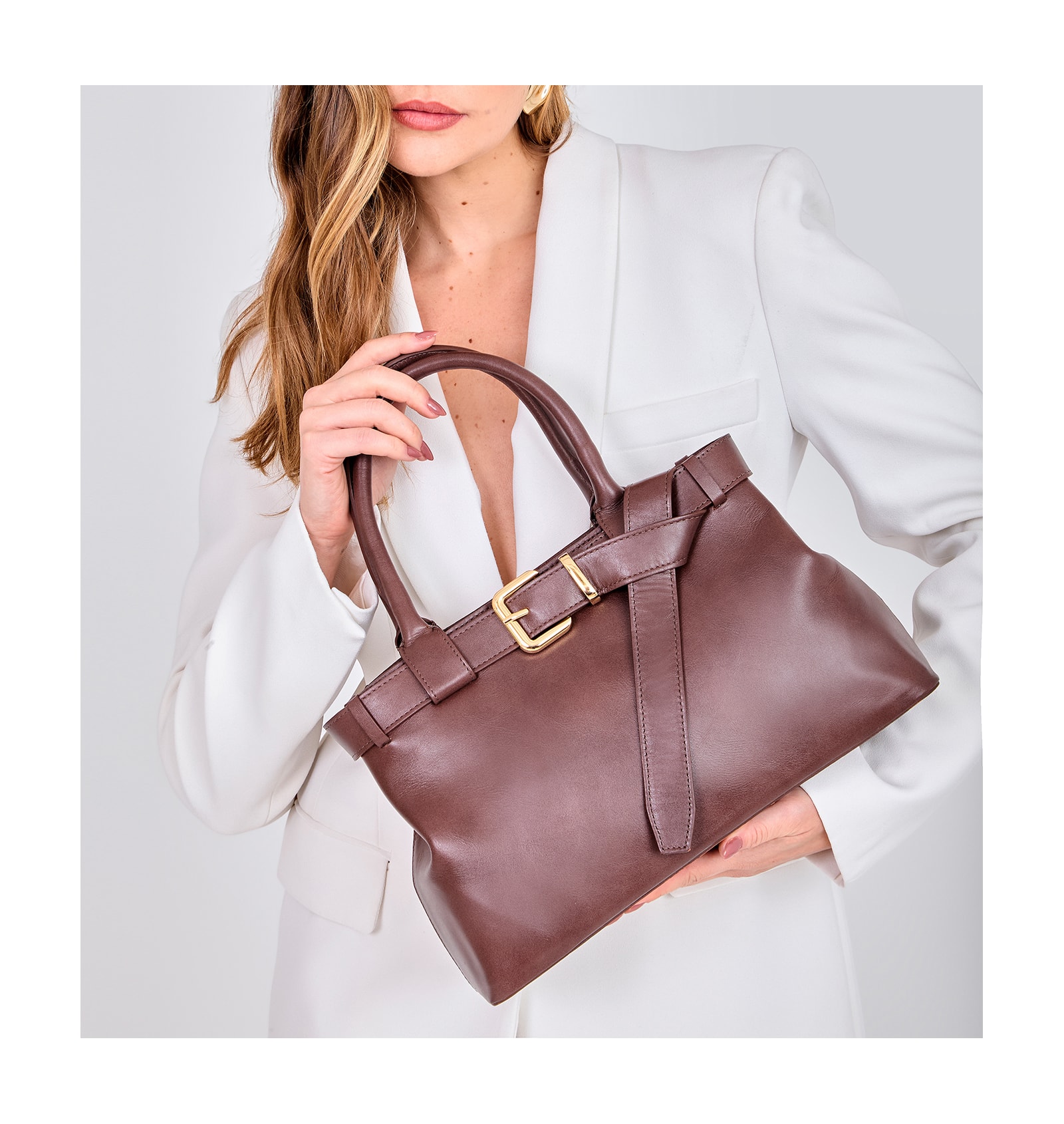 Bolsa Tote Couro Marrom