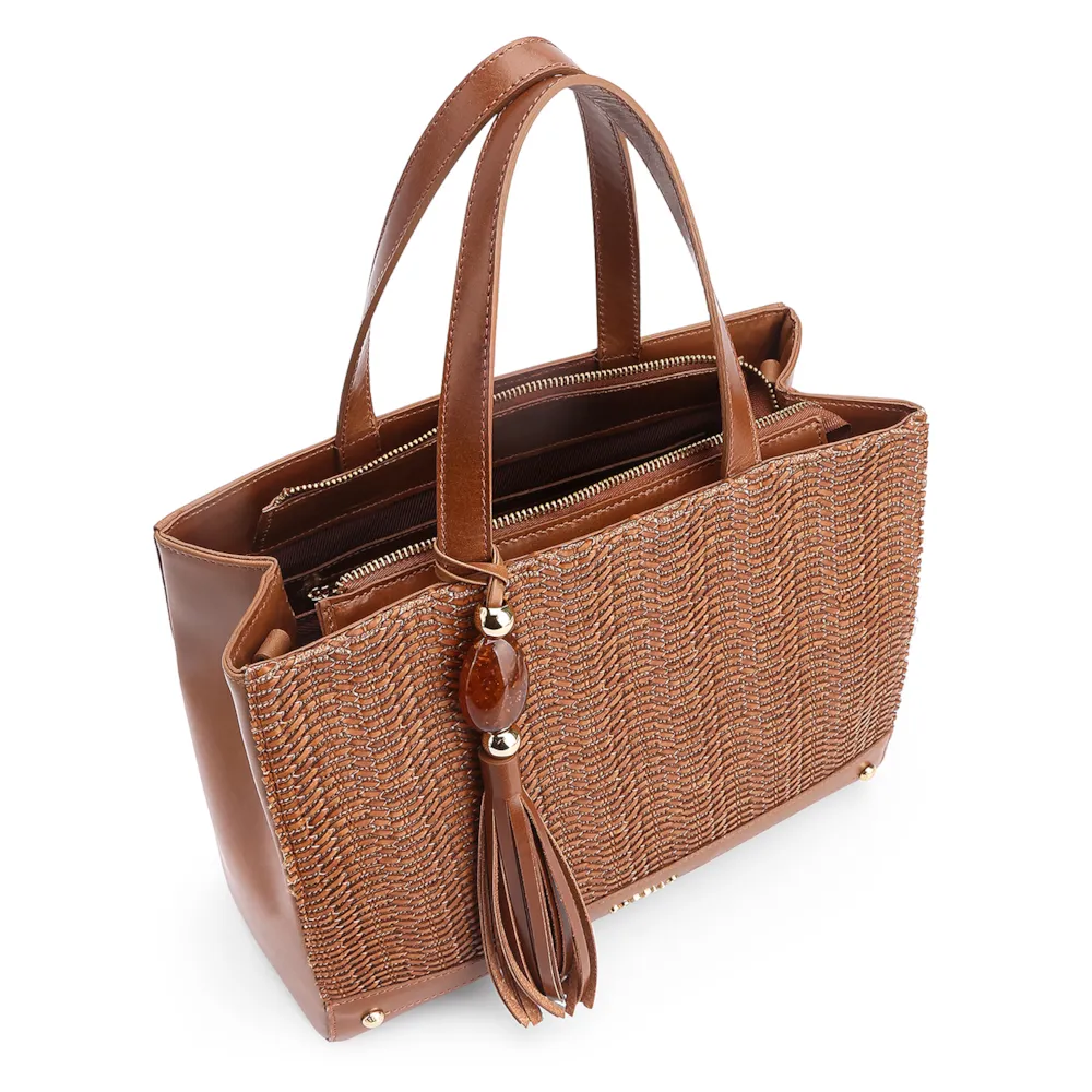 Bolsa Tote Couro Marrom/Alt Tramado Marrom - imagem 4