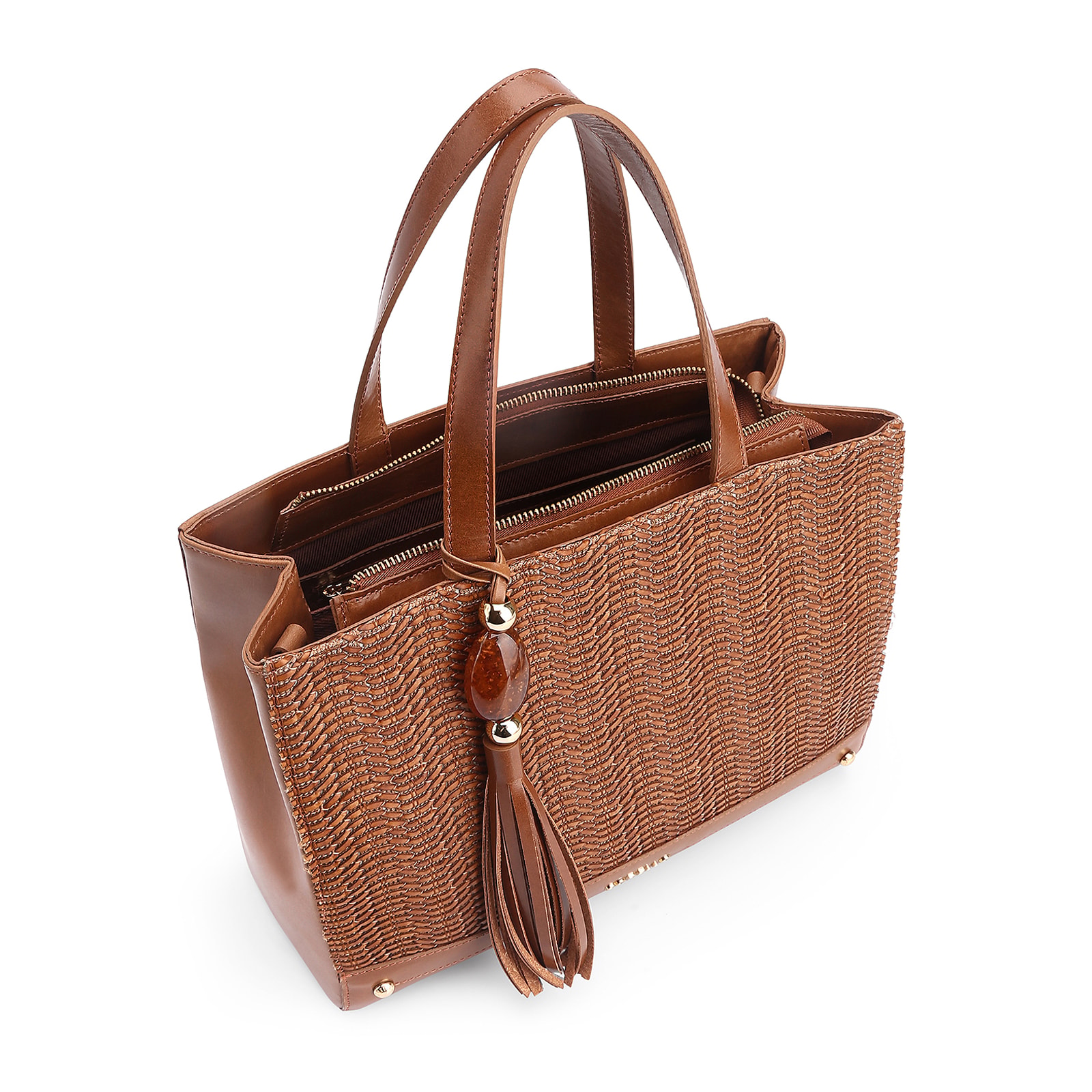 Bolsa Tote Couro Marrom/Alt Tramado Marrom