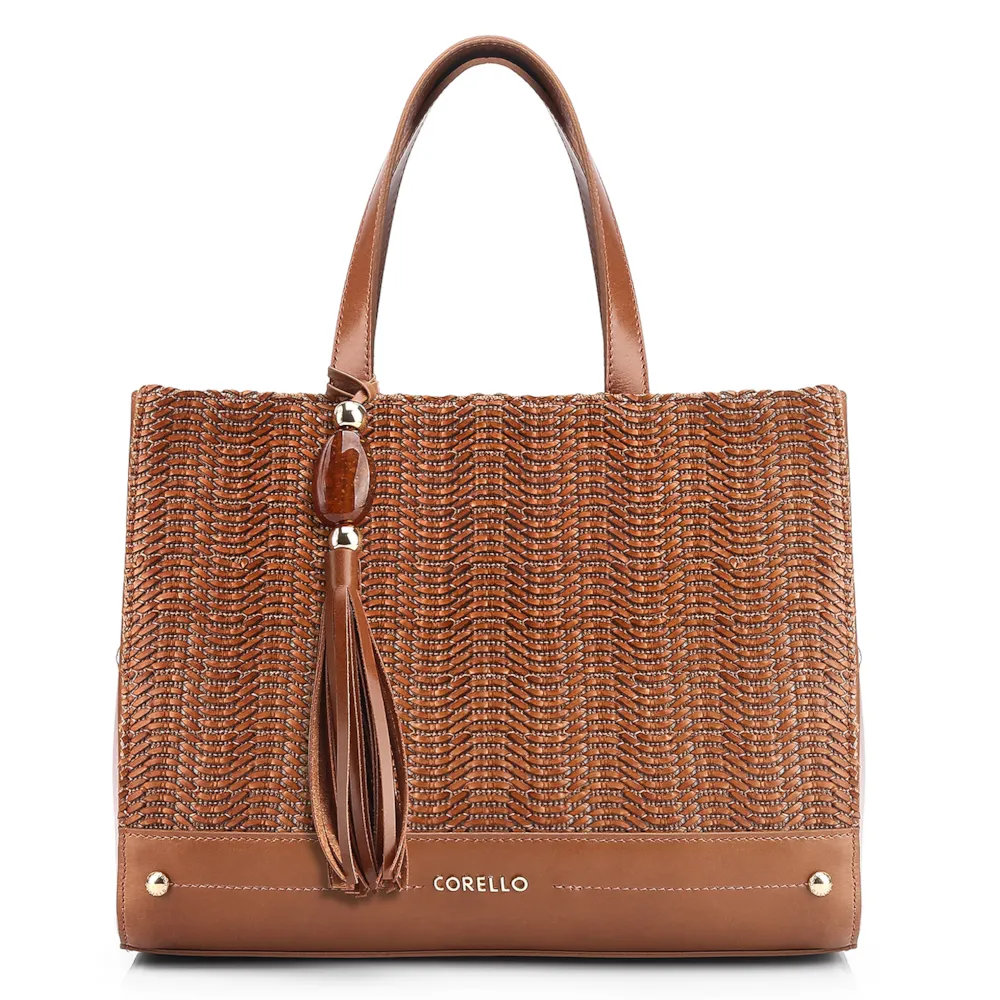 Bolsa Tote Couro Marrom/Alt Tramado Marrom