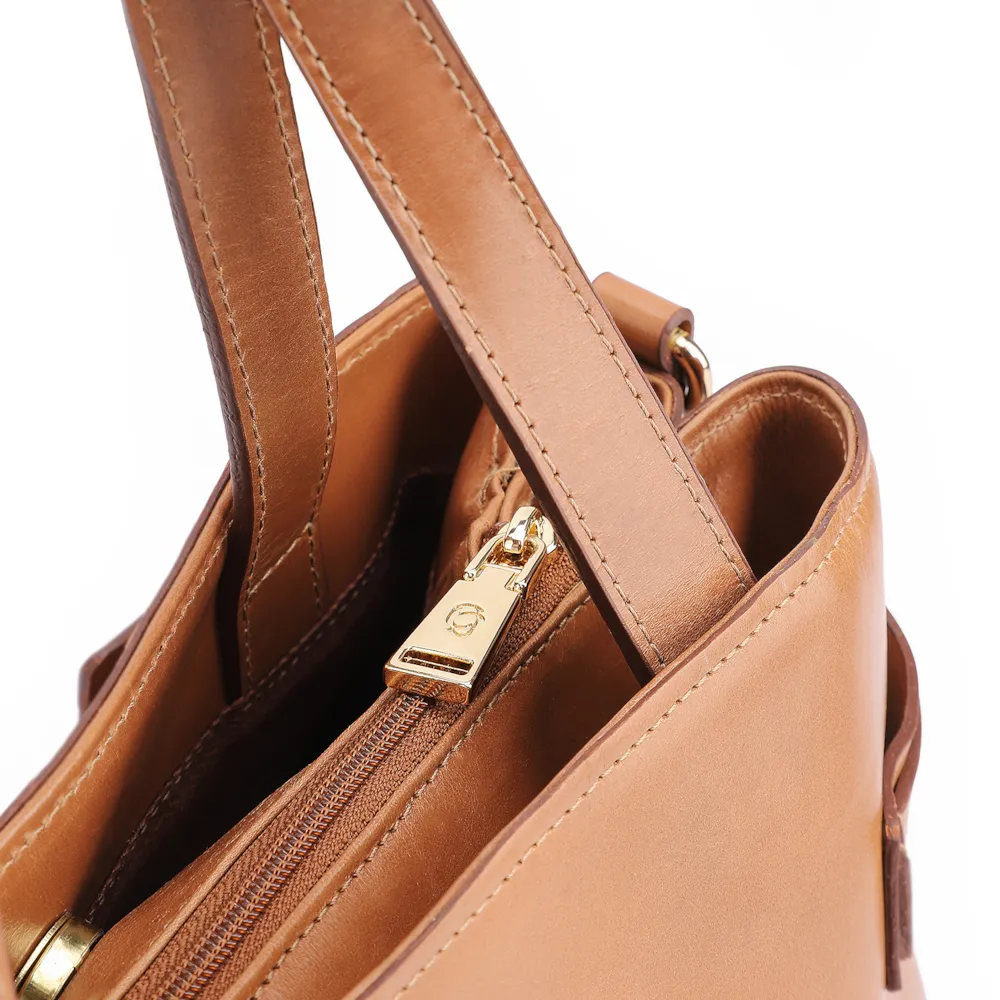 Bolsa Tote Couro Marrom Claro - imagem 5