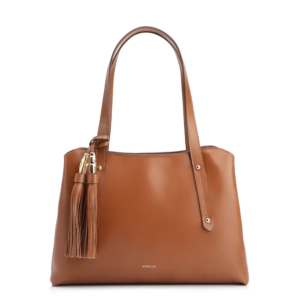 Bolsa Tote Couro Marrom Claro