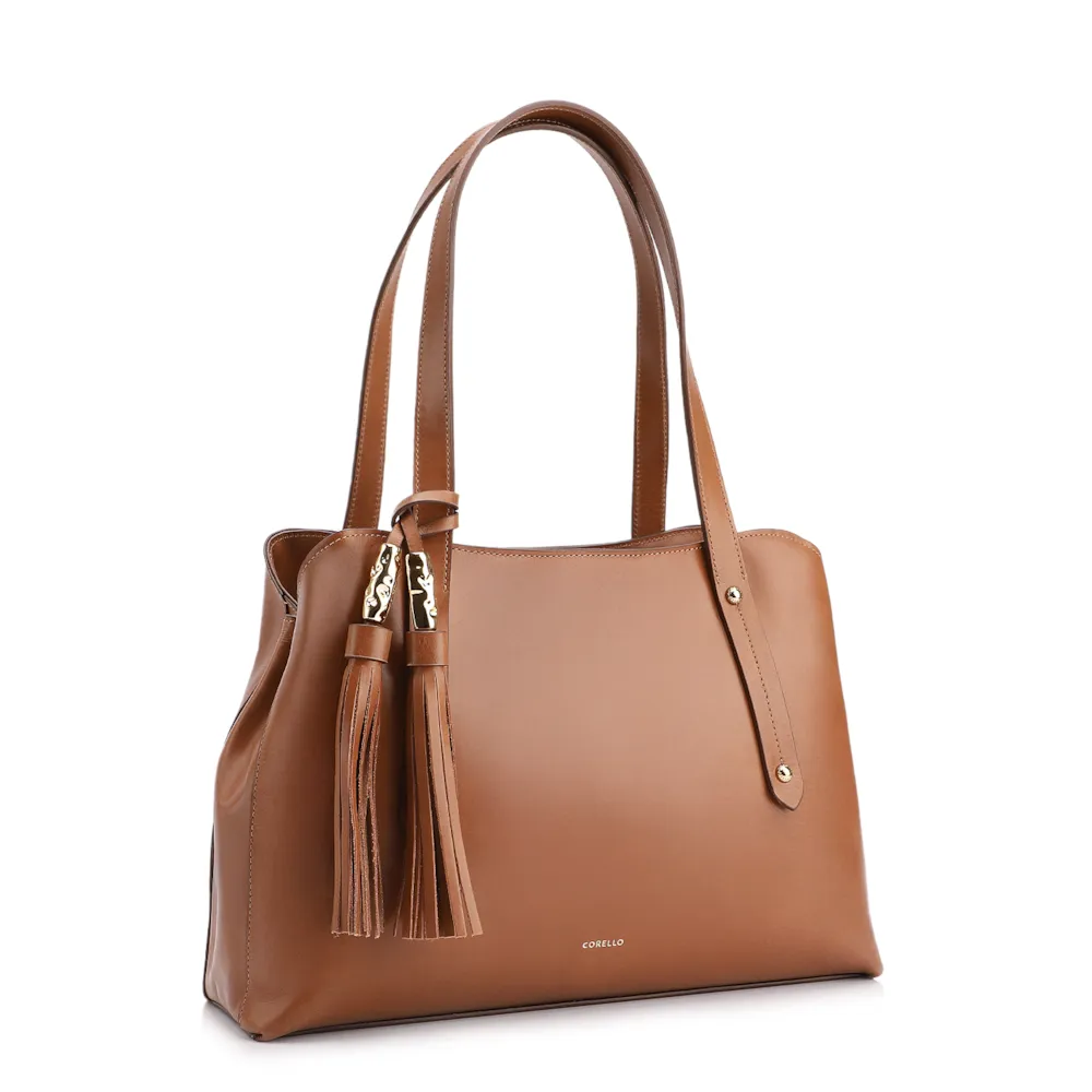 Bolsa Tote Couro Marrom Claro - imagem 2