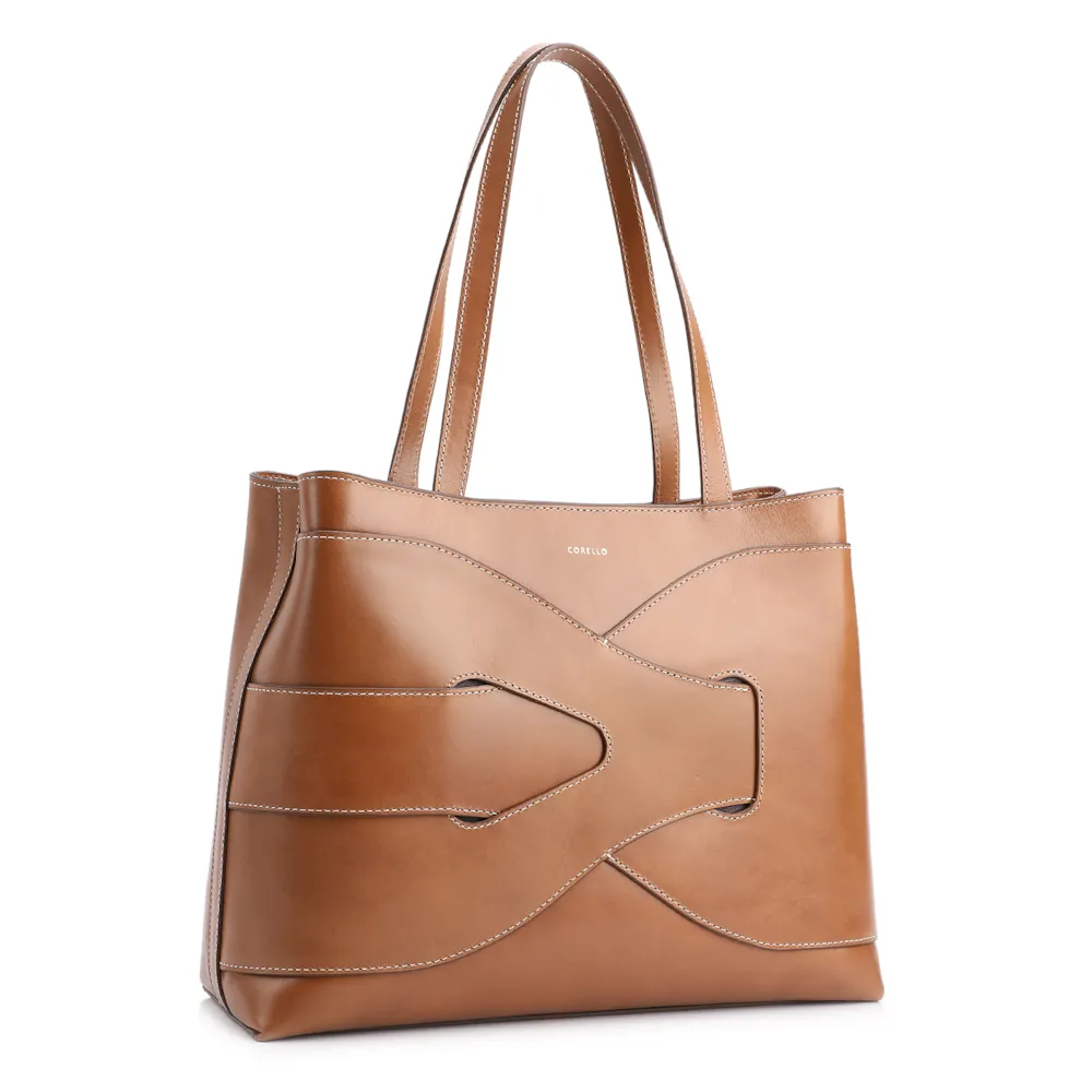 Bolsa Tote Couro Marrom Claro - imagem 2