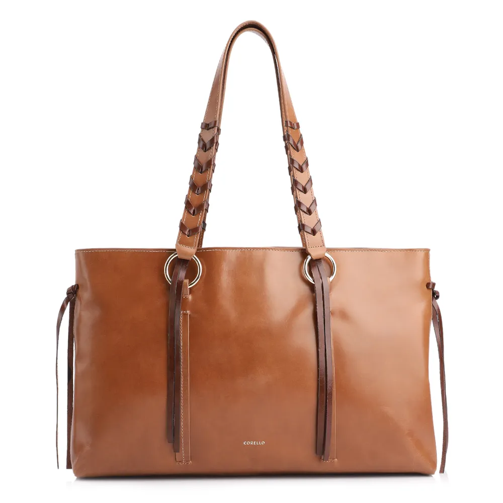 Bolsa Tote Couro Marrom Claro