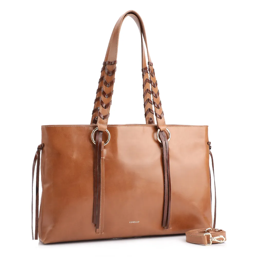 Bolsa Tote Couro Marrom Claro - imagem 2