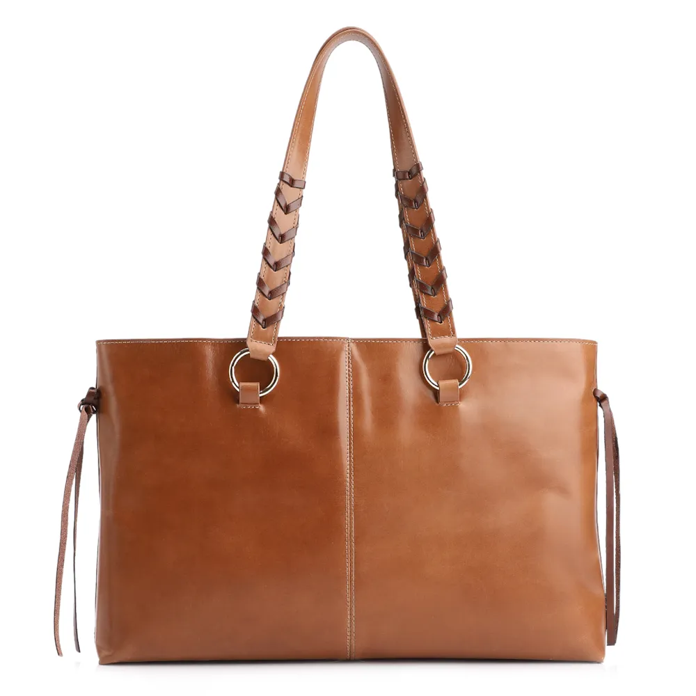 Bolsa Tote Couro Marrom Claro - imagem 3