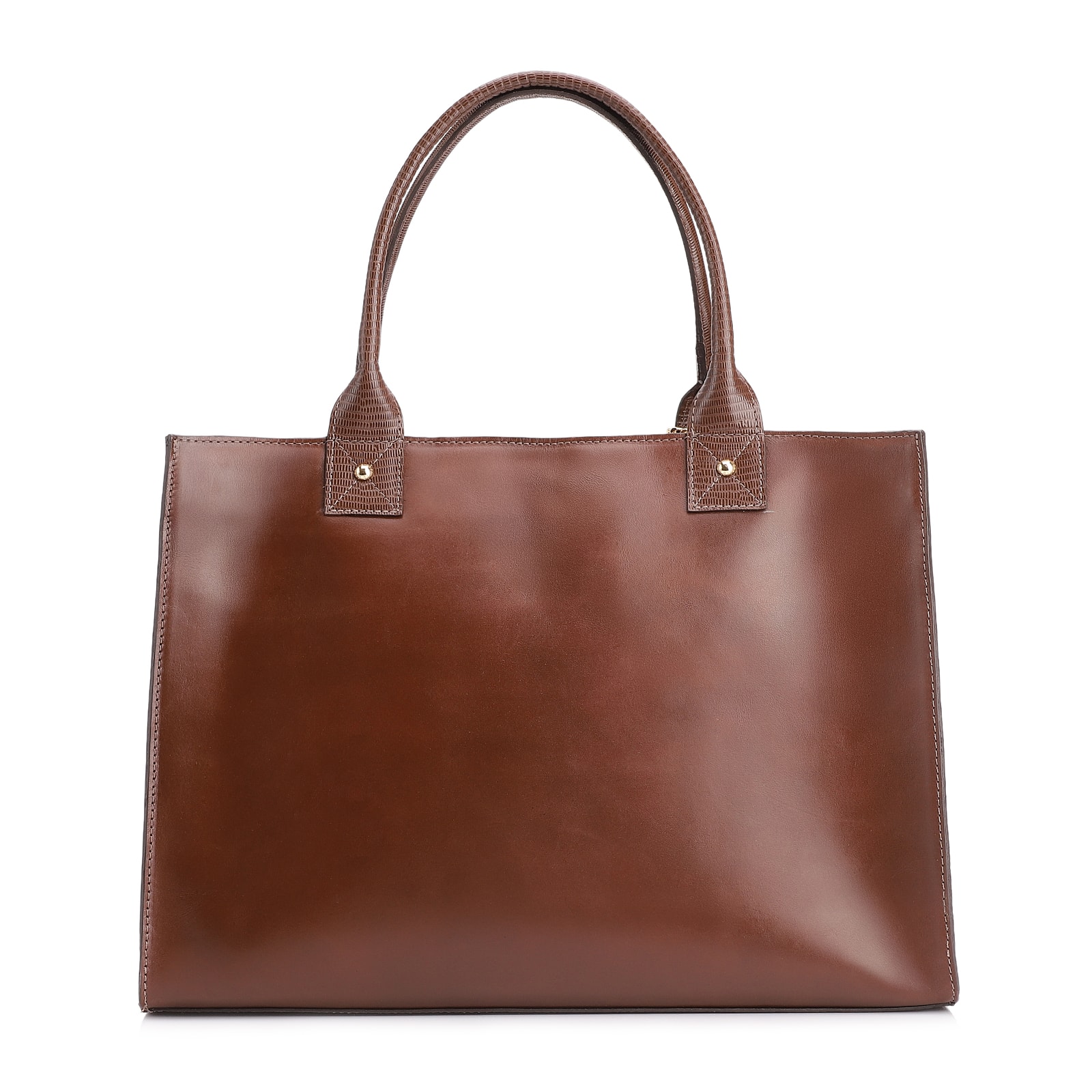 Bolsa Tote Couro Marrom/Couro Lezard Marrom