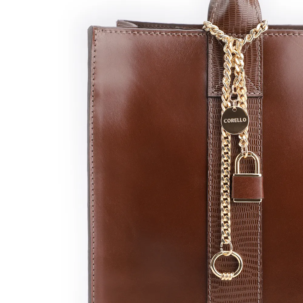 Bolsa Tote Couro Marrom/Couro Lezard Marrom - imagem 7