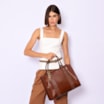 Bolsa Tote Couro Marrom/Couro Lezard Marrom - imagem 2