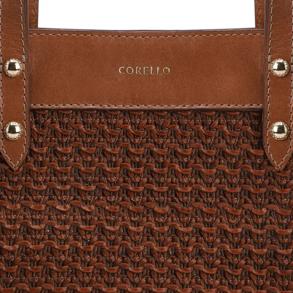 Bolsa Tote Couro Marrom/Crochet Marrom - imagem 6