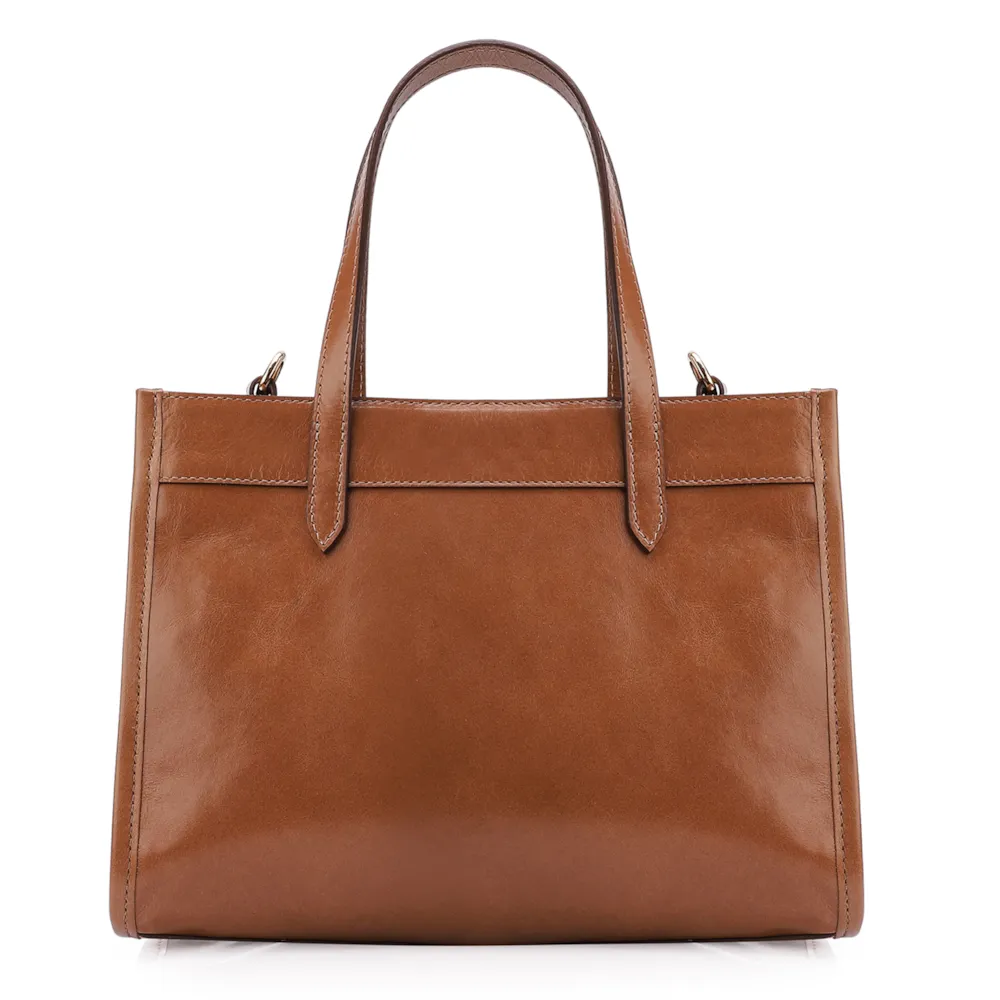 Bolsa Tote Couro Marrom/Crochet Marrom - imagem 3