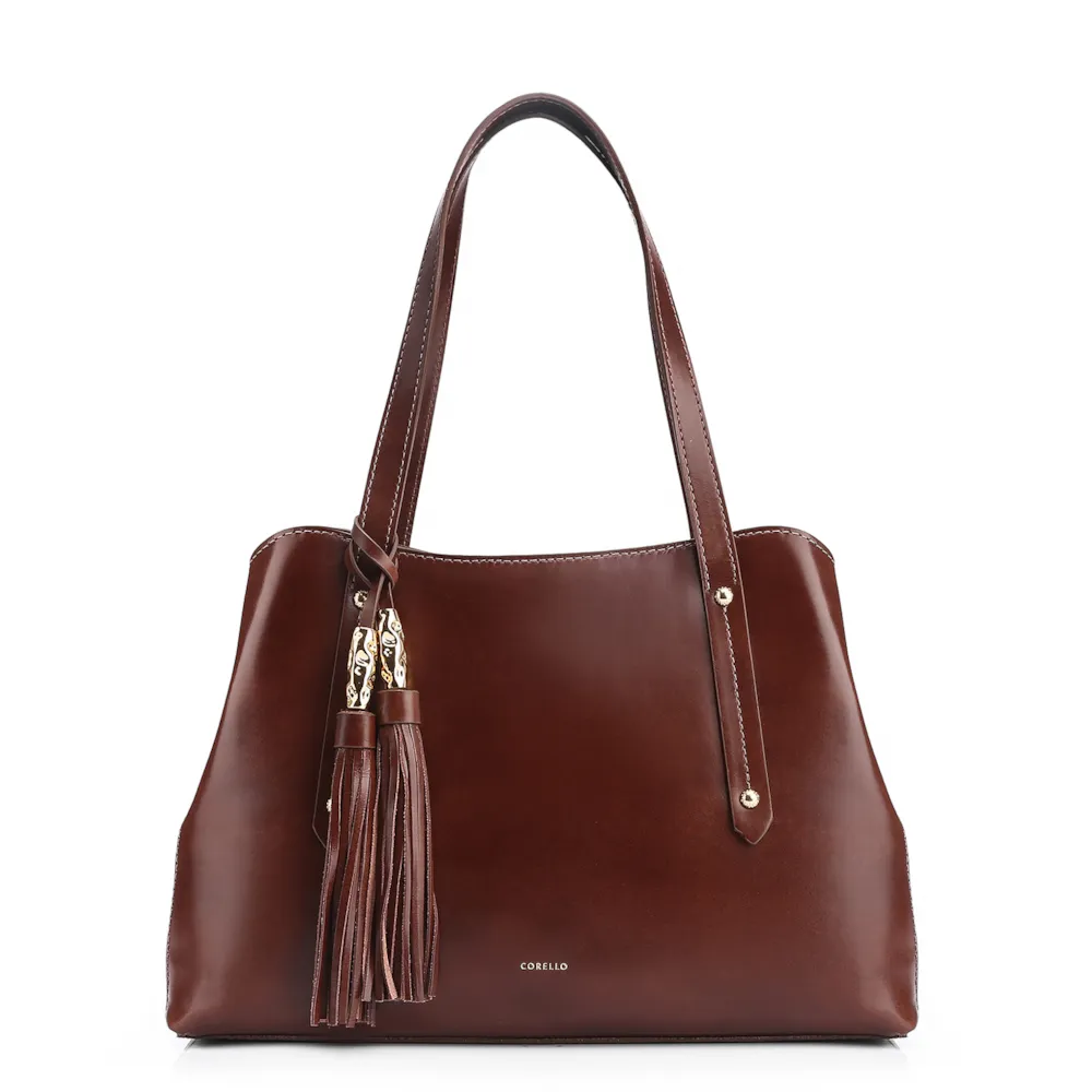 Bolsa Tote Couro Marrom Escuro