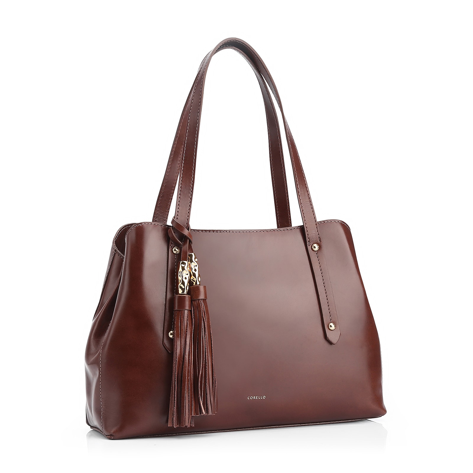 Bolsa Tote Couro Marrom Escuro