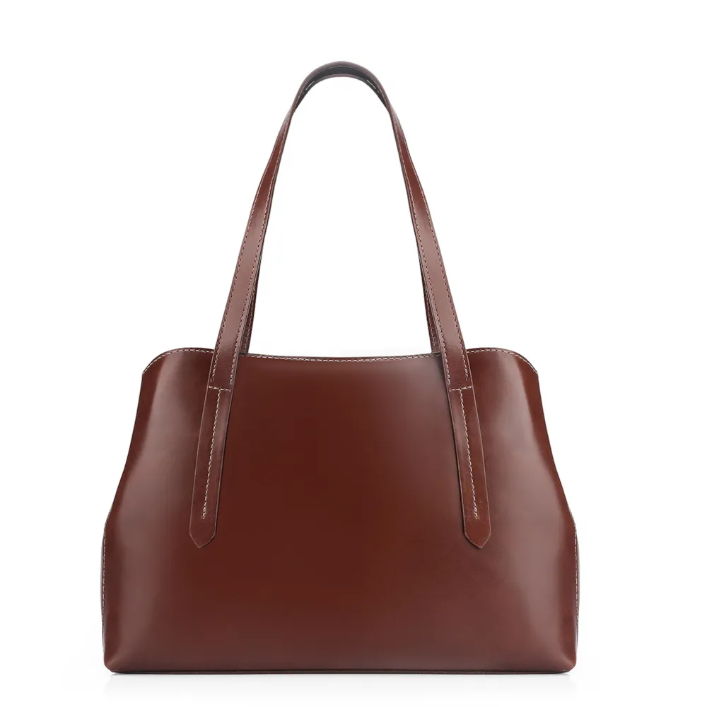 Bolsa Tote Couro Marrom Escuro - imagem 3