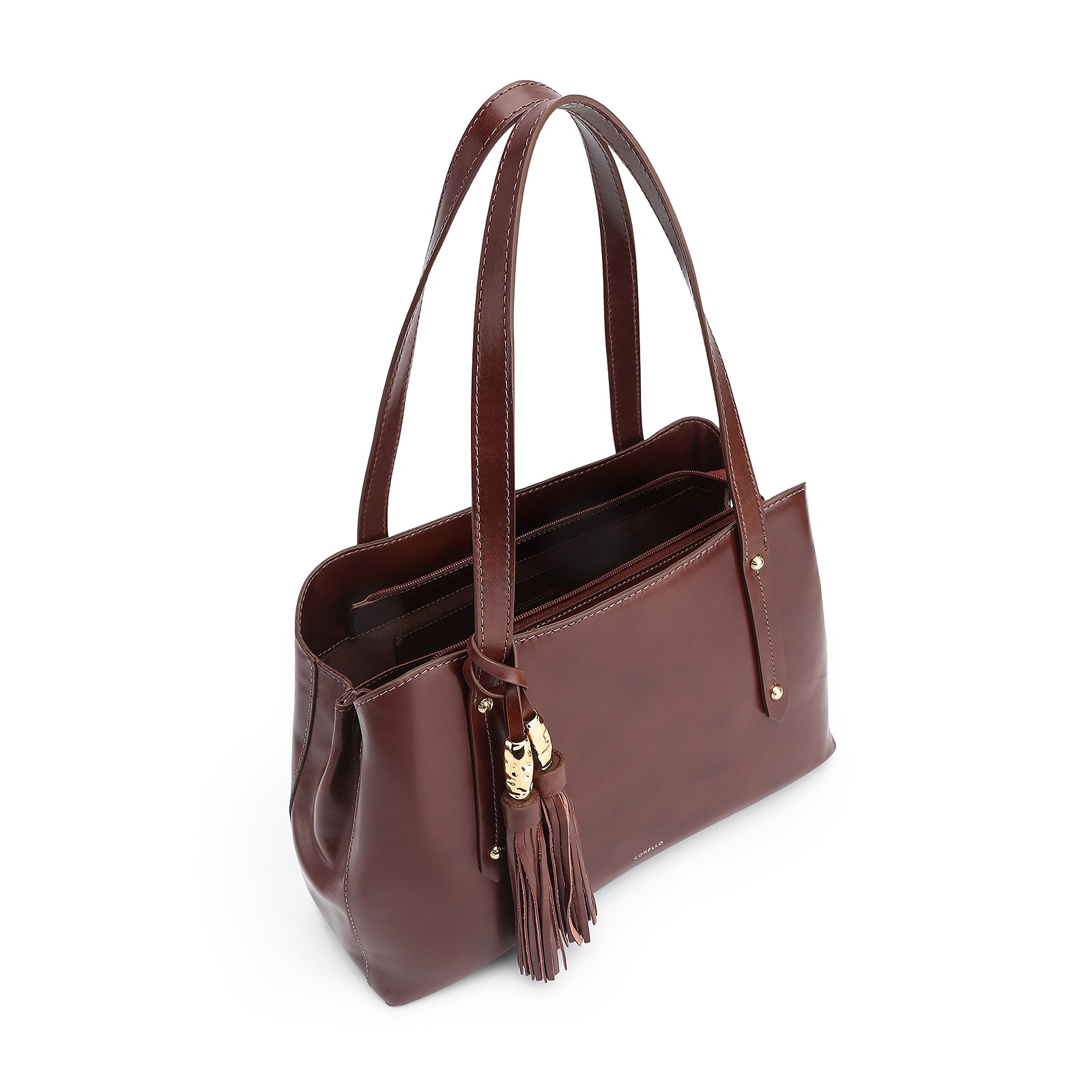 Bolsa Tote Couro Marrom Escuro