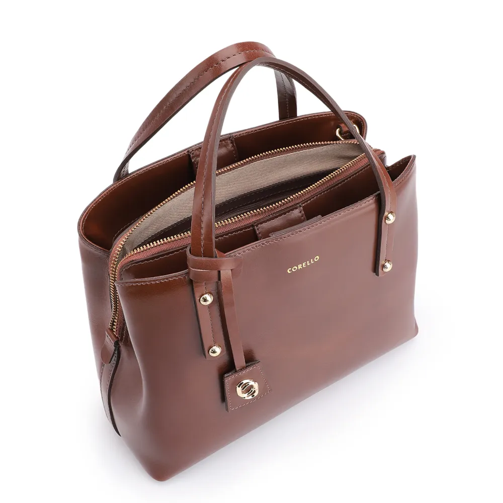 Bolsa Tote Couro Marrom Escuro - imagem 4