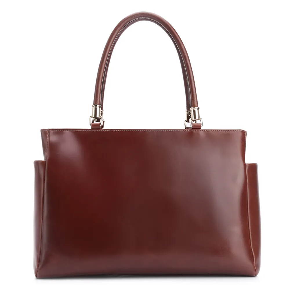 Bolsa Tote Couro Marrom Escuro - imagem 3
