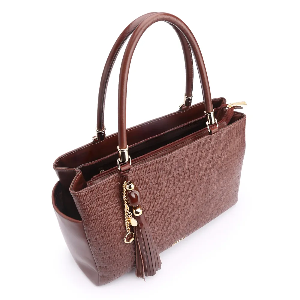 Bolsa Tote Couro Marrom Escuro - imagem 4