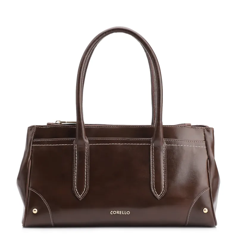 Bolsa Tote Couro Marrom Escuro