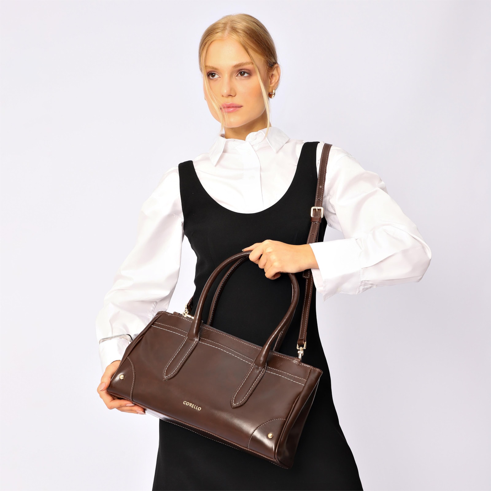 Bolsa Tote Couro Marrom Escuro