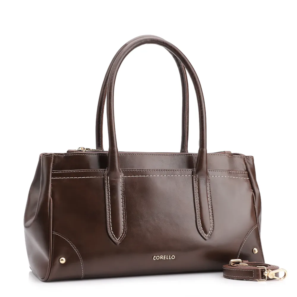 Bolsa Tote Couro Marrom Escuro - imagem 3