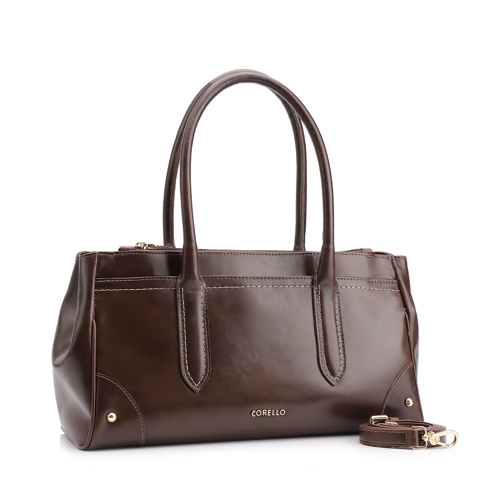 Bolsa Tote Couro Marrom Escuro