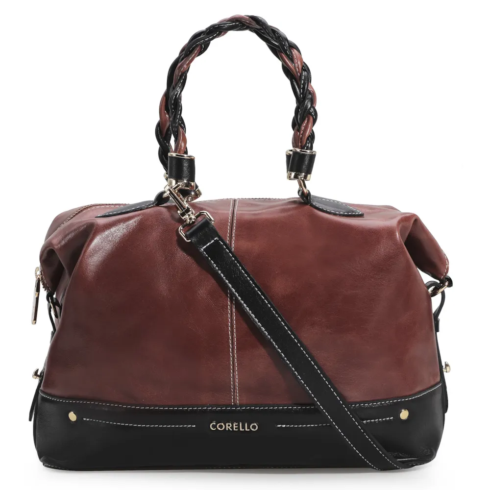 Bolsa Tote Couro Marrom/Preto