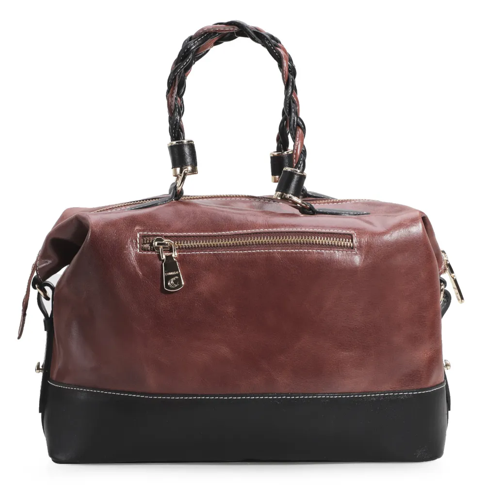Bolsa Tote Couro Marrom/Preto - imagem 4