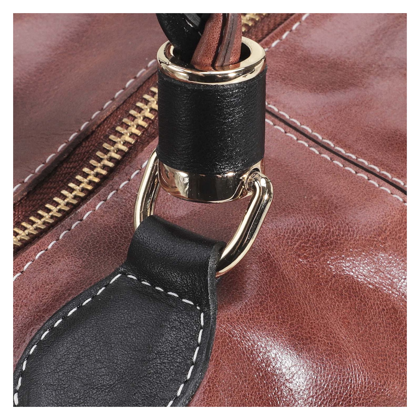 Bolsa Tote Couro Marrom/Preto