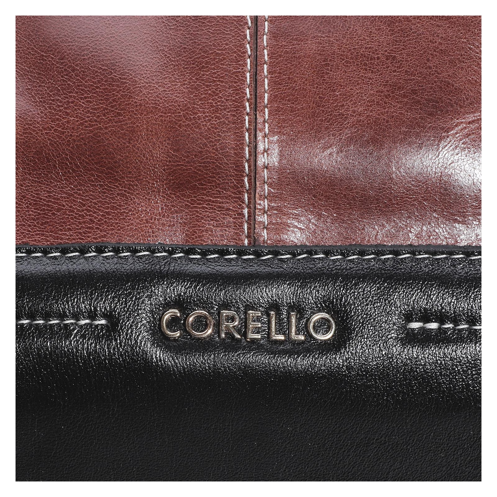 Bolsa Tote Couro Marrom/Preto