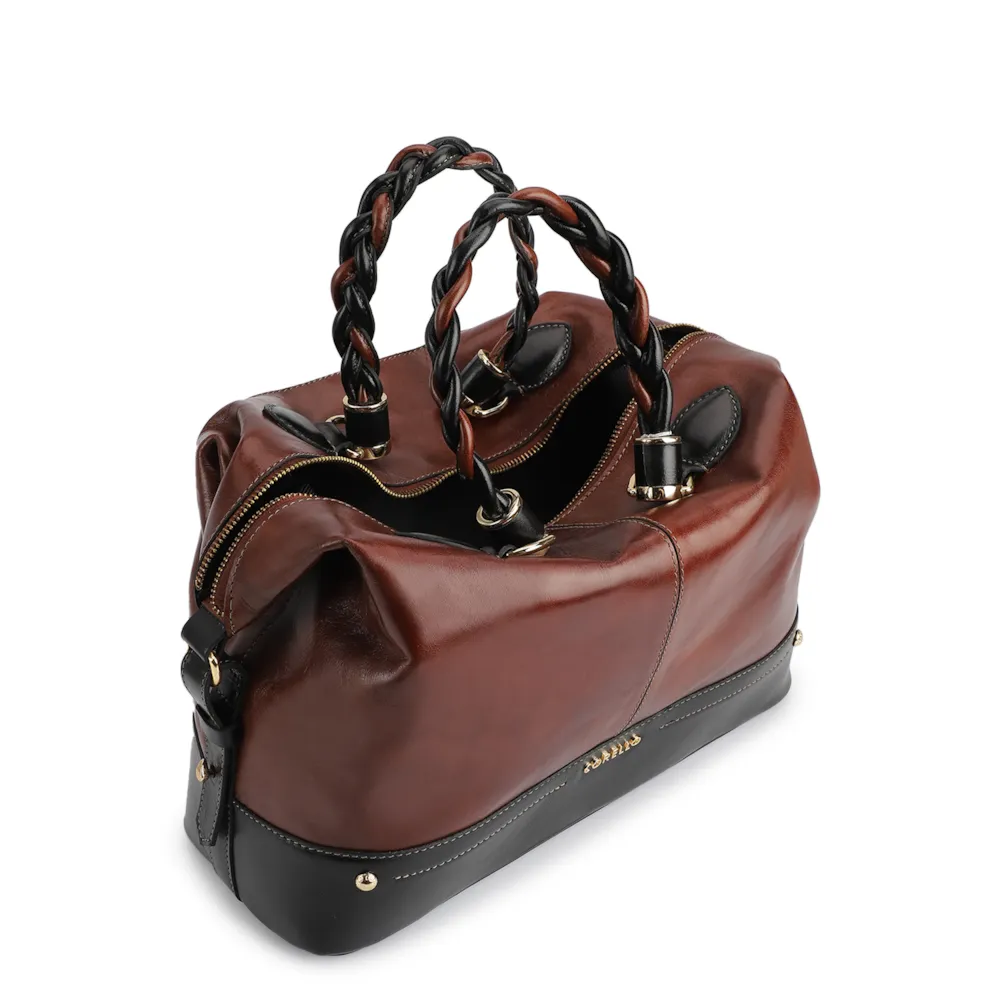 Bolsa Tote Couro Marrom / Preto - imagem 4