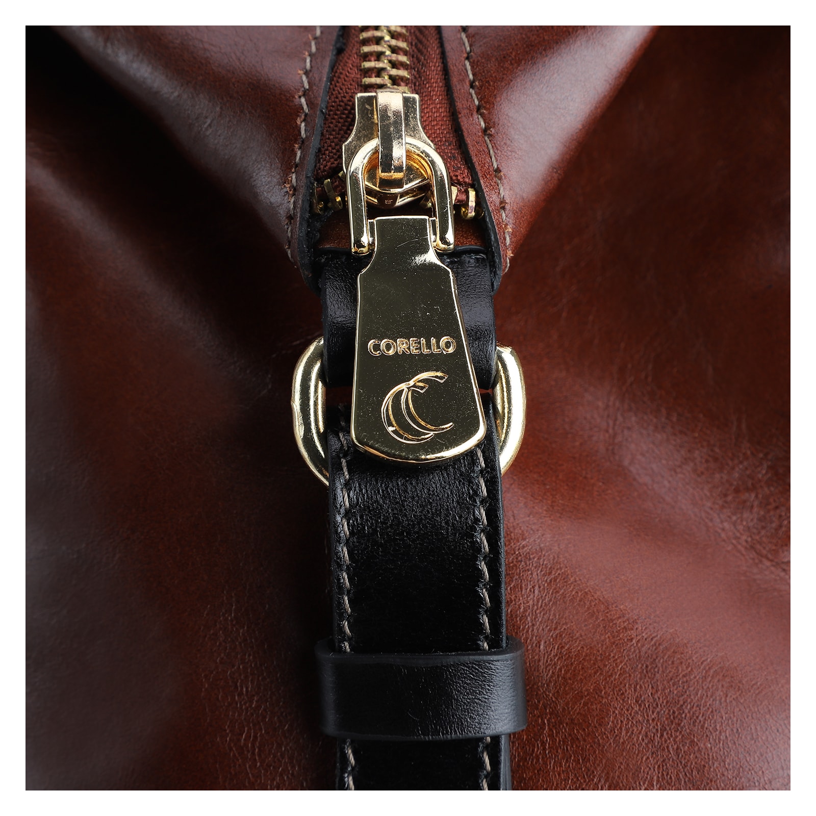 Bolsa Tote Couro Marrom / Preto