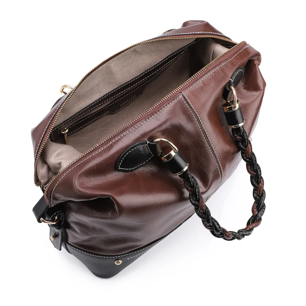 Bolsa Tote Couro Marrom/Preto - imagem 4