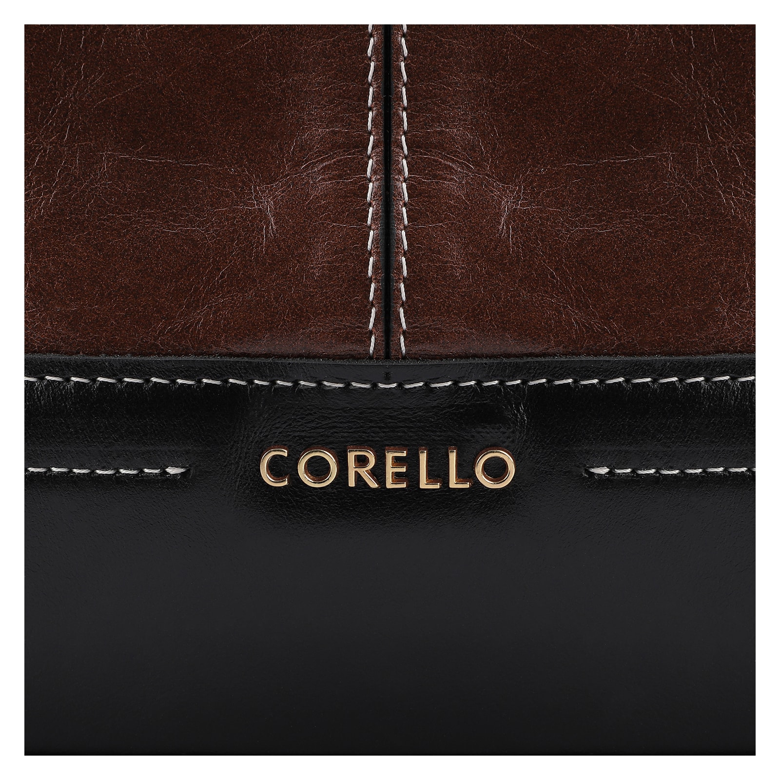 Bolsa Tote Couro Marrom/Preto