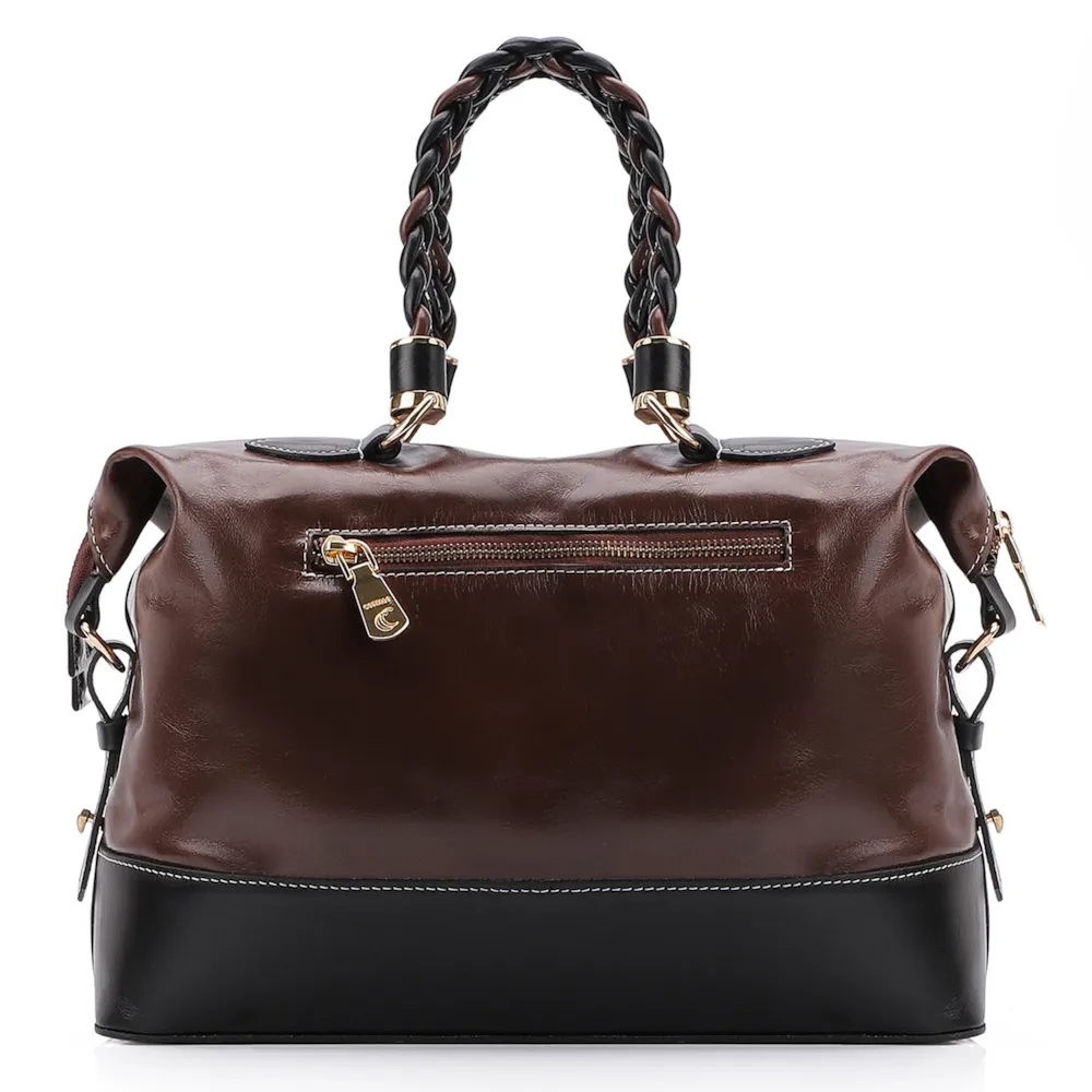 Bolsa Tote Couro Marrom/Preto - imagem 3
