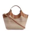 Bolsa Tote Couro Marrom/Ráfia Colorida - imagem 1
