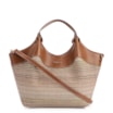 Bolsa Tote Couro Marrom/Ráfia Colorida - imagem 1
