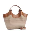 Bolsa Tote Couro Marrom/Ráfia Colorida - imagem 2