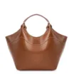 Bolsa Tote Couro Marrom/Ráfia Colorida - imagem 3
